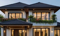 Hệ lam nhôm tầng 1 và ban công tầng 2