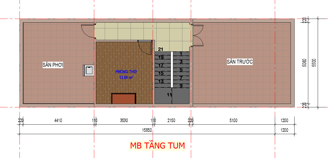 Thiết kế công năng tầng tum