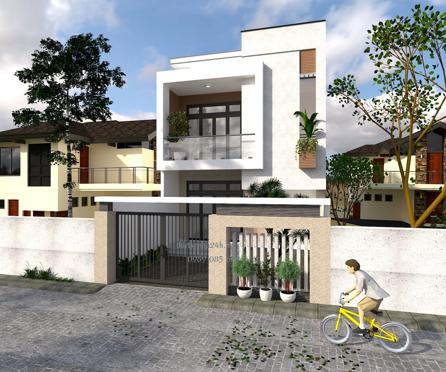 Mặt tiền nhà 2 tầng 3 phòng ngủ hoàn chỉnh