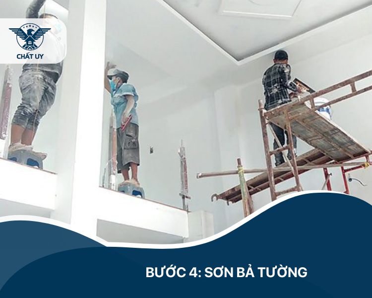 Bước 4: Sơn bả tường
