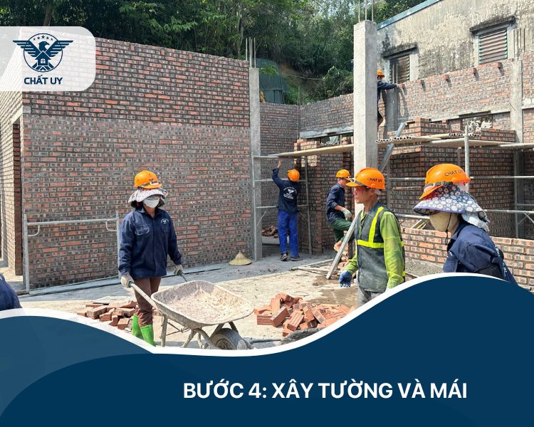 Bước 4: Xây tường và mái