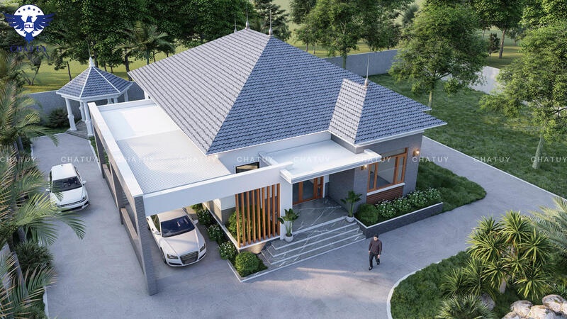 Biệt thự 1 tầng sân vườn mang đến sự hài hòa giữa phong cách hiện đại sang trọng và nét đẹp truyền thống miền quê