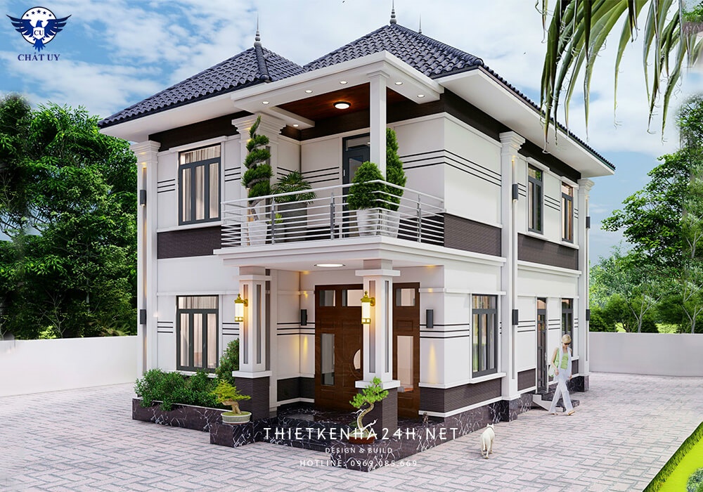 Mẫu nhà 2 tầng mái Nhật đẹp theo phong cách hiện đại