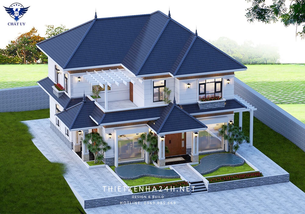 Biệt thự 2 tầng mái Nhật hiện đại vô cùng rộng rãi