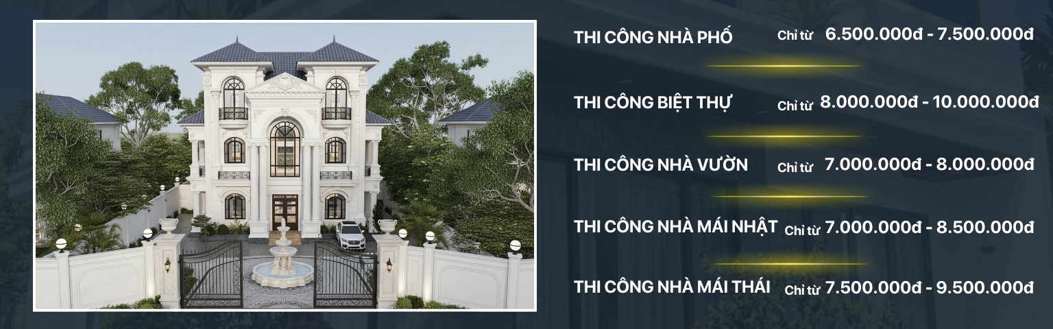 Bảng báo giá xây nhà trọn gói mới nhất 2025